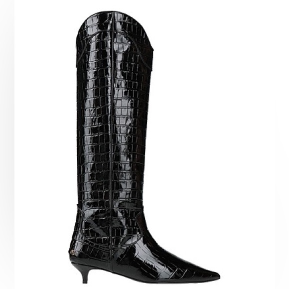 Anine Bing TALL RAE BOOTS - BLACK EMBOSSED NIB size 38